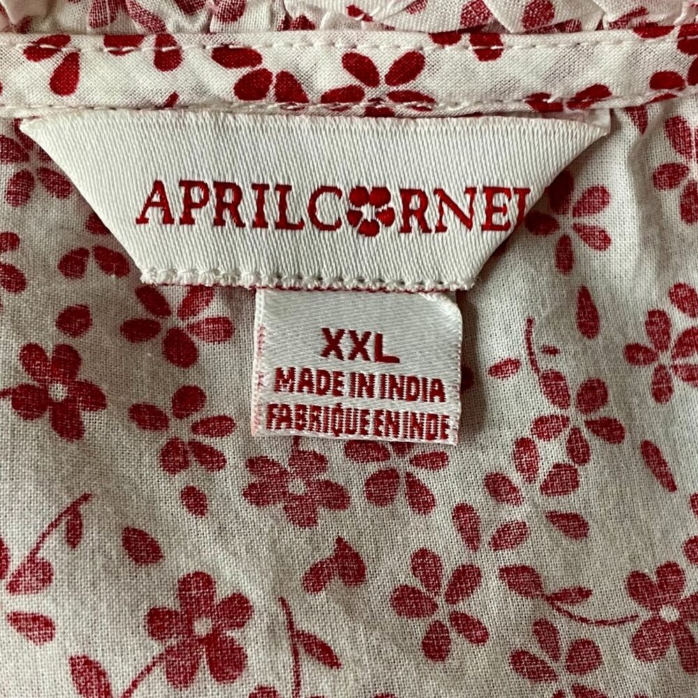 April Cornell White Dress with Red Floral Print - Picture 5 of 9